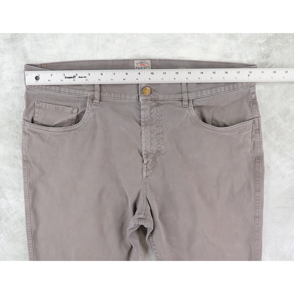 Faherty Comfort Twill 5-Pocket Pant Mens 36x32 Grey Cotton Stretch Straight Leg - Picture 8 of 12